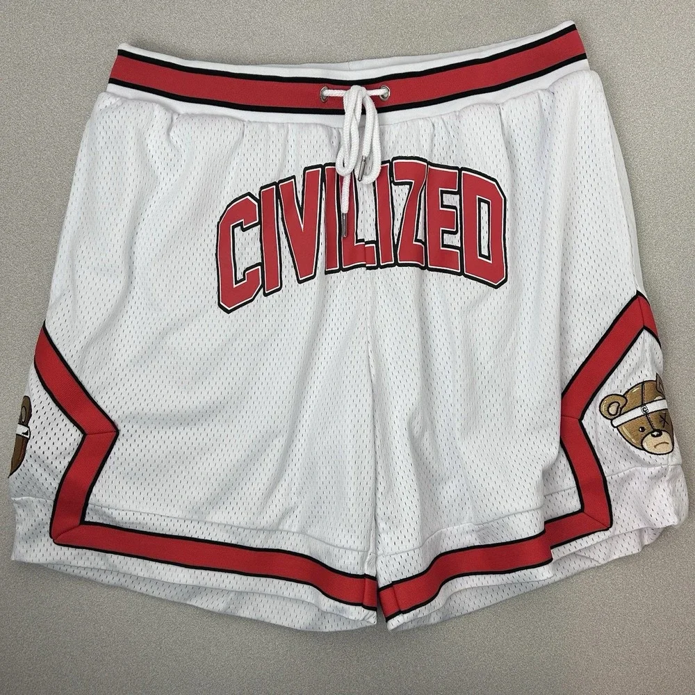 CivilizeD Air Bear White Shorts Men's XL Drawstring‎ Basketball